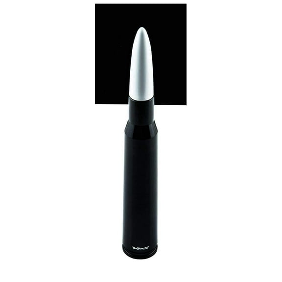 50 Cal Caliber BLACK WHITE TIP BULLET ANTENNA Heavy Gauge CNC Machined Billet Aluminum Short for CHEVY SILVERADO 1500 2500 3500 07-17 2007-2017