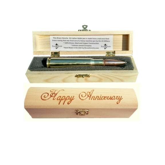 50 Caliber Bullet pen with Gift box | Made In USA | Veteran Owned (Anniversary Gift Box