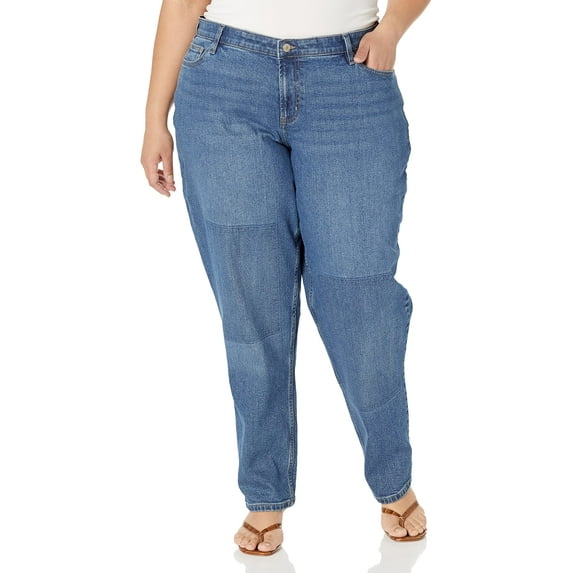 $50 Calvin Klein Jeans Womens Plus Size Mid Rise Boyfriend Denim Blue Size 16W