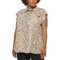 thumbnail image 1 of Calvin Klein Jeans Trendy Plus Size Printed Cuffed Sleeve Top Hazelwood Combo 2X, 1 of 2