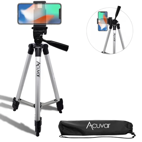 50" Camera Tripod Stand With A Smartphone Holder For Dslr Cameras Fits All Phone
