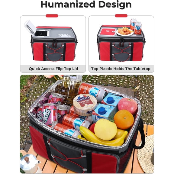 50-Can Large Rolling Cooler, Leakproof Insulated Cooler with Wheels and Handle Collapsible for Outdoor$$Sport & Recreation Other