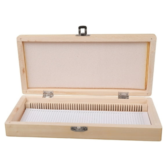 50 Capacity Wooden Slide Storage Box Biology Glass Prepared Microscope Specimens Handcrafted Metal Fastener for Lab Use