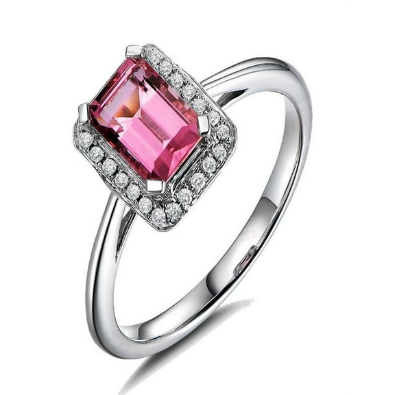 .50 Carat Ruby and Diamond Halo Engagement Ring in White Gold
