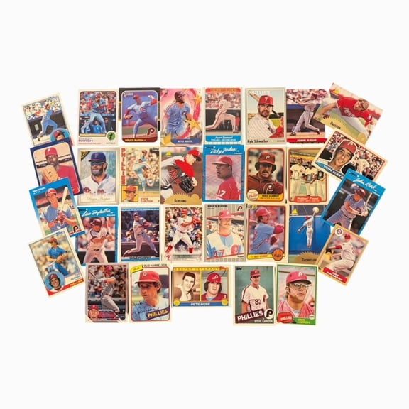 50 Card Assortment of Philadelphia Phillies Baseball Cards with Collector's Box