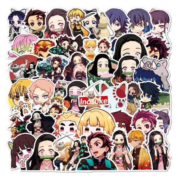 50 Cartoon Edition Demon Slayer Stickers Cute Expression Stickers Notebook Luggage Waterproof Decoration