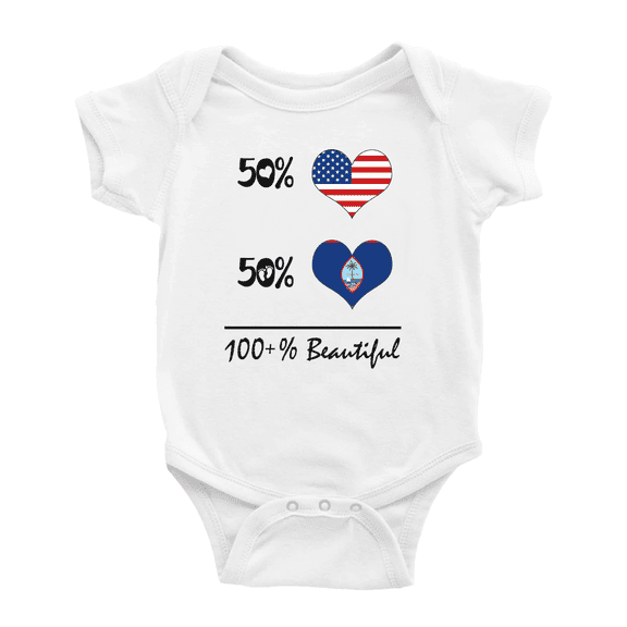 50% Chamorro Guam + 50% American = 100+% Beautiful Funny Baby Clothing Bodysuits For Boy Girl