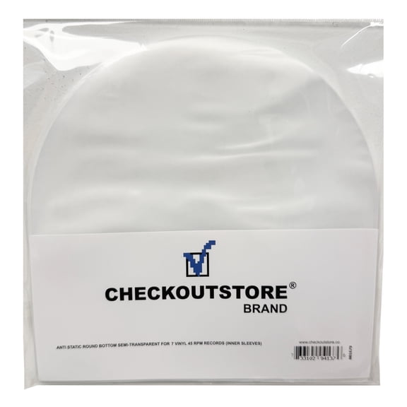 50 CheckOutStore Anti Static Round Bottom Semi-transparent for 7" Vinyl 45 RPM Records (Inner Sleeves)