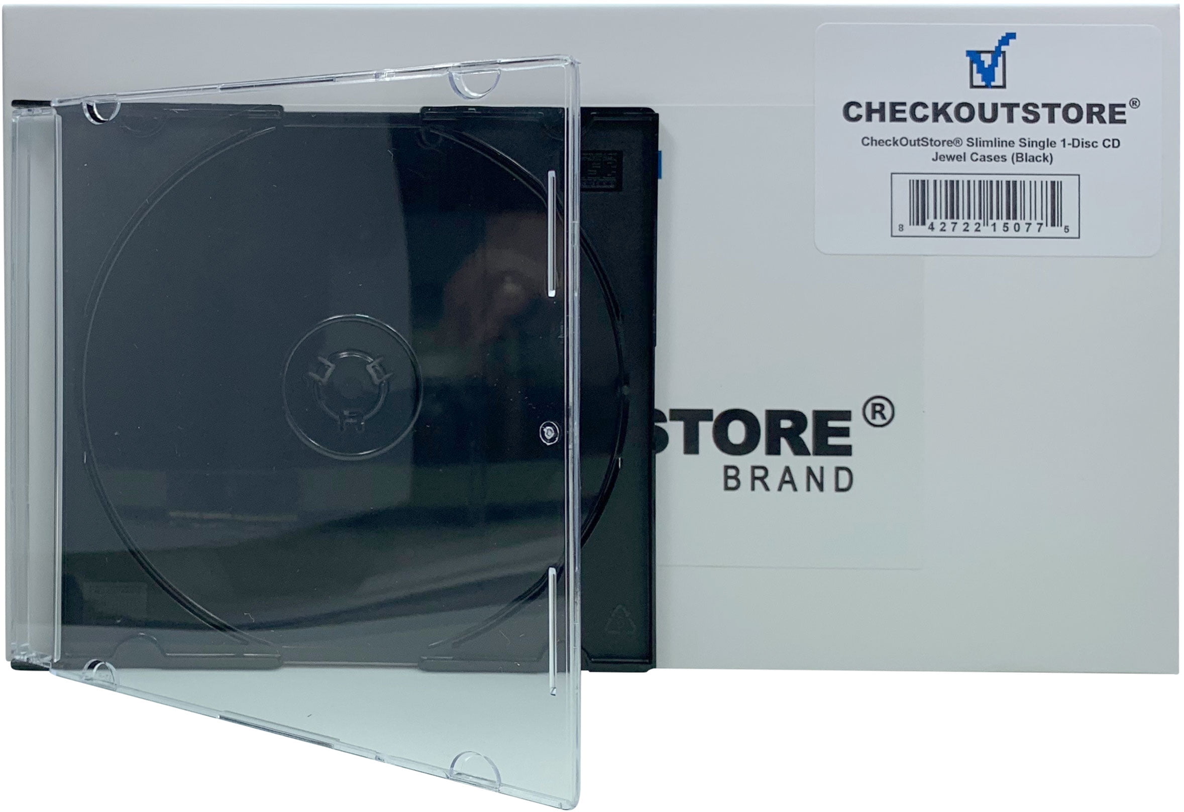 (50) CheckOutStore Slimline Single 1-Disc CD Jewel Cases (Black)