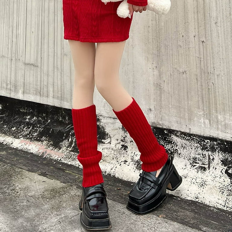 Leg Warmers Women Japanese Style Kawaii Leg Warmers Wool Ball Knit