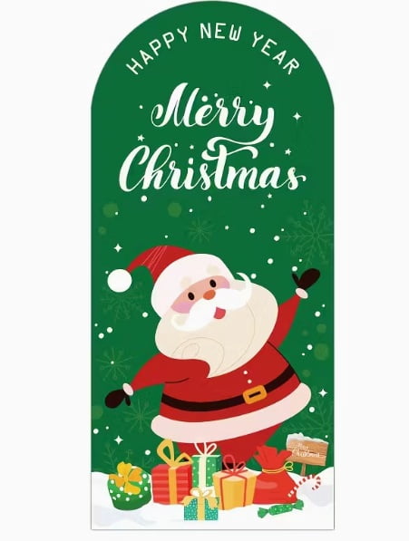 50 Christmas gift box sealing stickers featuring snowmen, gingerbread men, and tree-shaped cutouts - with red, green, and gold lettering that reads "Merry New Year" and "Merry Christmas."