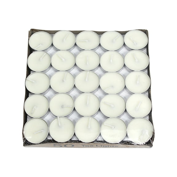 50 Citronella Scented Tea Lights - Smokeless Round White Insect-Repelling Candles With 2-Hour Burn Time - For Patio, Garden, Camping, Outdoor Gatherings, Indoor Spaces