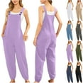 thumbnail image 1 of 50% off Clear! 2024 Jumpsuits for Women Casual Oversize Fashion and Casual Cold Shoulder Jumpsuit Solid Button Suspender Jumpsuits Wide Pocket Leg Pant Gift for Women On Sale, 1 of 6