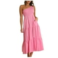thumbnail image 1 of ATOYSOY Women's Tea Length A Line Dress Beach Sundress Drop Waist Tiered One Shoulder Elastic Sleeveless Elegant Casual Ruffle Flowy Dress for Girls, 1 of 7