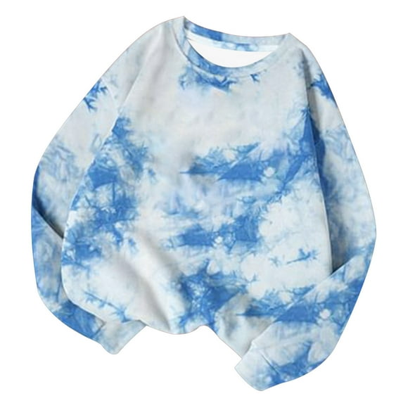 50% off Clear! ATOYSOY Women's Workout Solid Color Blouses Loose Basic Sweaters Tops Relaxed Comfy Casual Trendy Long Sleeve Tees Clearance Crew Neck Sweatshirts Fall Blue XL