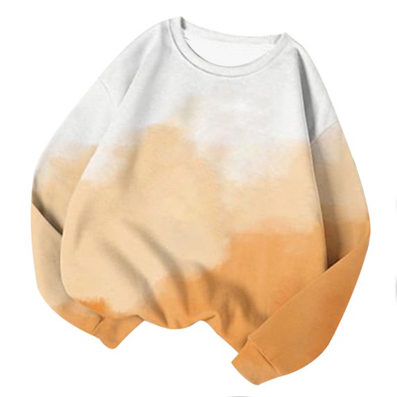 50% off Clear! ATOYSOY Women's Workout Solid Color Blouses Loose Basic Sweaters Tops Relaxed Comfy Casual Trendy Long Sleeve Tees Clearance Crew Neck Sweatshirts Fall Beige L