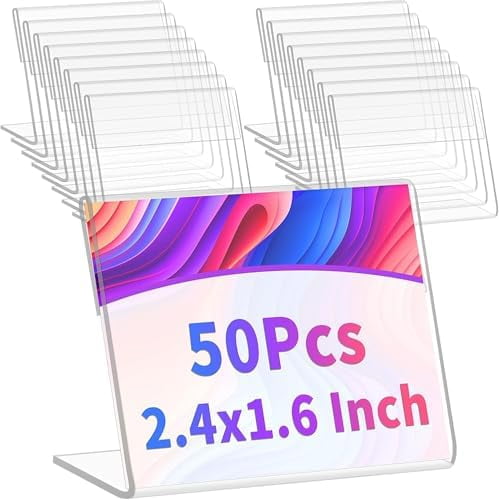 50 Clear Acrylic Mini Sign Display Holder, Clear Sign Display Holder, 2 ...