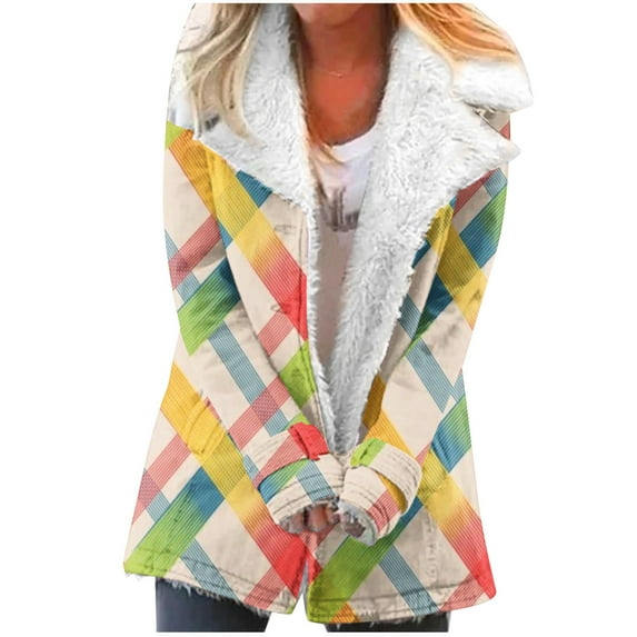 50% Off Clear!Fashion Oversize Winter Coats for Women, Women Plus Size Winter Warm Composite Plush Button Lapels Jacket Outwear Coat Deals Gift for Women