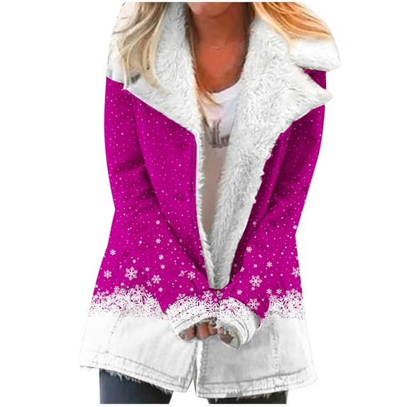 50% Off Clear!Fashion Oversize Winter Coats for Women, Women Plus Size Winter Warm Composite Plush Button Lapels Jacket Outwear Coat Deals Gift for Women