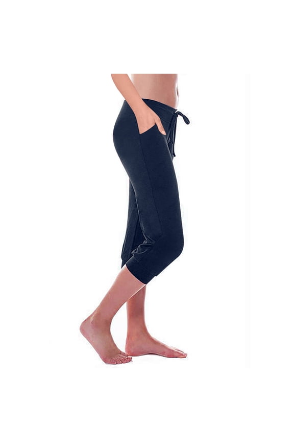 Pants Plus Size for Women,Autumn Women Workout Out Leggings Stretch Waist Button Pocket Yoga Gym Cropped Trousers with Pocket