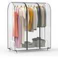 thumbnail image 1 of 50'' Clear Garment Rack Cover Dustproof Clothes Rack Cover Clear Garment Bags Waterproof Wardrobe Cover with 2 Durable Zippers for Garment Rack, 1 of 10