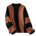 thumbnail image 1 of HAPIMO Womens Color Block Sweater Fall Fashion Long Sleeve Mock Neck Pullover Dressy Casual Ribbed Knit Loose Sweaters Teen Girls Clothes Brown M, 1 of 4