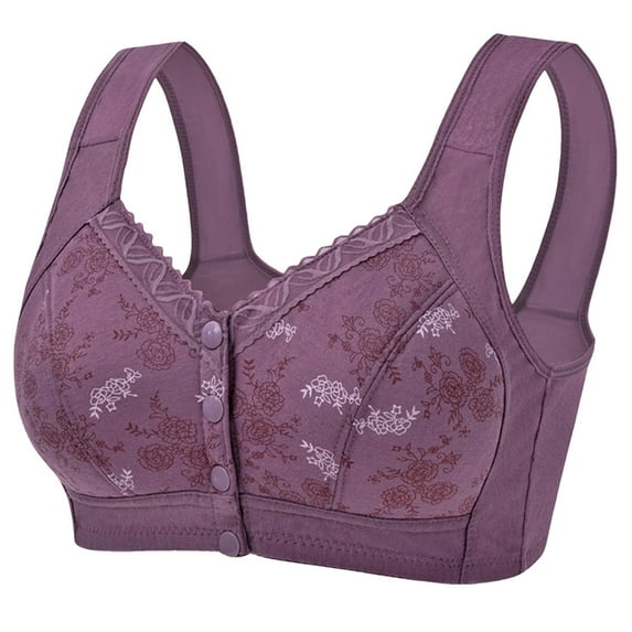 50% off Clear! HAPIMO Everyday Bras for Women ed Wire Free Comfort Daily Brassiere Stretch Underwear Ice Silk Front Buckle Vest-Style Lingerie Seamless Padded Camisole Savings Purple XXXXL