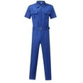 thumbnail image 1 of 50% off Clear! HAPIMO Men's Shorts Jumpsuit Rompers Summer Discount Fashion Comfy Sale Solid Short Sleeve Lapel Pocket Button Trousers for Boys Blue M, 1 of 5
