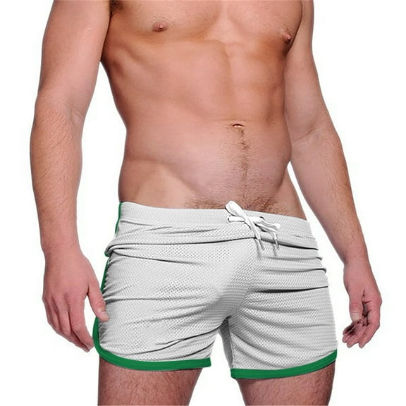 HAPIMO Mens Trends Swim Trunks Solid Color Print Trousers Board Shorts Summer Swimwear Quick Dry Elastic Drawstring Bathing Suits Holiday Beach Pants White M