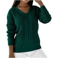 thumbnail image 1 of HAPIMO Oversized Sweaters for Women Deep V Neck Long Sleeve Cable Knit Sweater Loose Jumper Tunic Pullover Tops Teen Girls Clothes Green XXL, 1 of 8