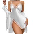 thumbnail image 1 of HAPIMO Robe Lingerie Dress for Women Valentine's Day Gift Lace Pajamas Leopard Underwear Sleepwear Nightwear Satin Silk Cardigan Nightdress Bathrobe Ladies Robes White L, 1 of 2