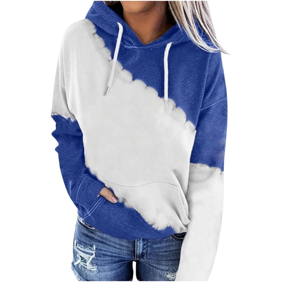 HAPIMO s Sweatshirt for Women Pocket Drawstring Pullover Tops Camouflage Print Patchwork Long Sleeve Relaxed Fit Womens Hoodie Sweatshirt Teen Girls Blue L