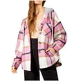 thumbnail image 1 of HAPIMO Shacket Jackets for Women Womens Lapel Bust Pocket Outwear Casual Comfy Plaid Print Button Down Jacket Girls Fall Fashion Tops Long Sleeve Pink XL, 1 of 5