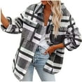 thumbnail image 1 of 50% off Clear! HAPIMO Savings Shacket Jackets for Women Womens Lapel Bust Pocket Outwear Casual Comfy Plaid Print Button Down Jacket Girls Fall Fashion Tops Long Sleeve Gray L, 1 of 5