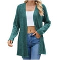 thumbnail image 1 of 50% off Clear! HAPIMO Savings Women Open Front Cardigan Lantern Sleeve V-neck Knitwear Solid Casual Belted Mid-Length Jumper Pullover Womens Sweaters Fall Fashion Green S, 1 of 7