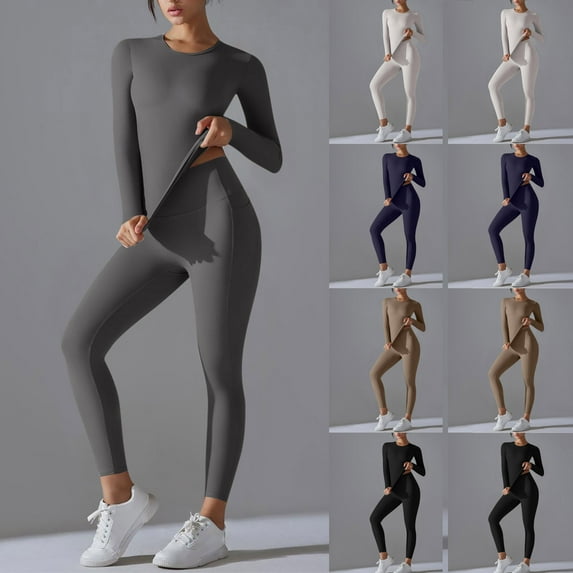 HAPIMO Women's 5 PCS Workout Sets Plus Size Yoga Clothing Suit Set Tracksuit Running Winter ness Clothing Womens Bib Woman Black L