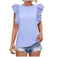 thumbnail image 1 of 50% off Clear! HAPIMO Women's Summer Tank Tops Print Tops Square Neck Blouse Ruffle Ruched Trim Camisole Sleeveless Shirts for Girls Pleat Flowy Camis Camisoles Rollbacks Purple XXL, 1 of 1