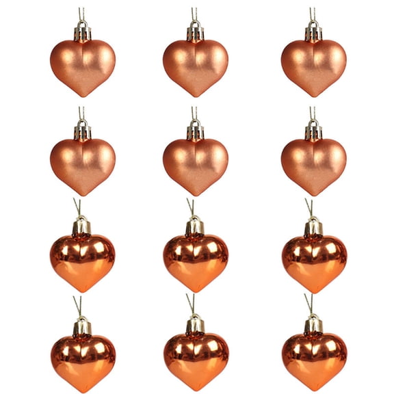 50% Off Clear! Heart Christmas Balls Ornaments , 12pcs Heart Shaped Baubles Tree Ornaments for Valentine's Day Wedding Anniversary Hanging Decorations