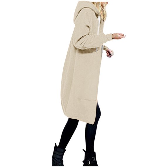 50% Off Clear! Hoodies for Women Zip Up Knee Length Tunic Hoodie Casual Long Sleeve Sweatshirts Fall Fashion Hooded Jackets Pocket Gifts Christmas Gift