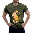 thumbnail image 1 of NAMTYQX Men's T-Shirts Bohemian Crew Neck Patterns Stretchy Lightweight Baggy Short Sleeve Elasticated Plus Size Casual Shirts for Men Green Size XL, 1 of 5