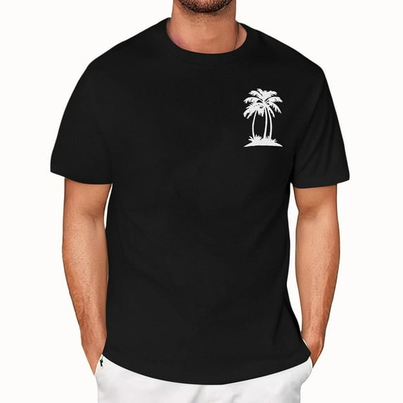 NAMTYQX Mens T-Shirts O Neck Lightweight Boho Loose Casual Short Sleeve Pattern Plus Size Elastic Cosy Tshirts Shirts for Men Black Size 2XL