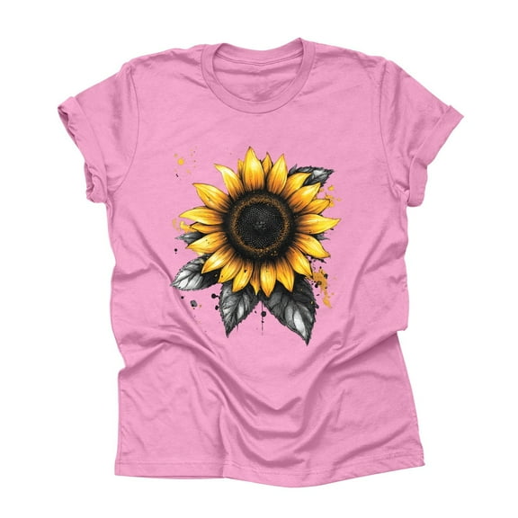 NAMTYQX Oversized Graphic Tees for Women Round Neck Light Short Sleeve Plus Size Airoft Stylish Patterns Muster Loose Fit Blouses for Women Pink Size 2XL