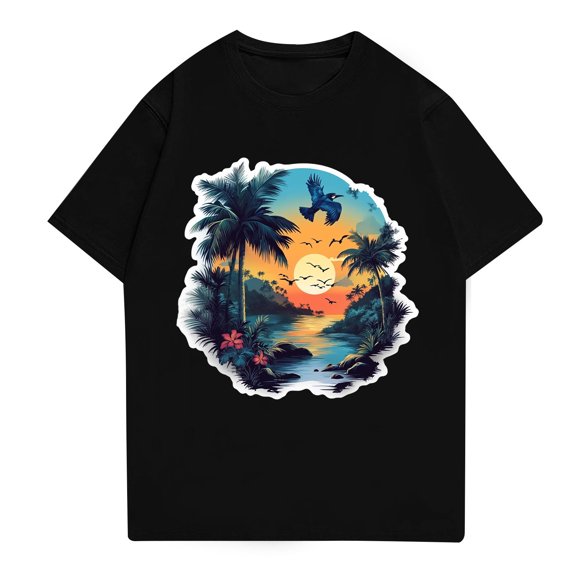 NAMTYQX Polyester Shirts for Men Plus Size Crewneck Relaxed Fit Soft Lightweight Slacking Short Sleeve Casual Patterns Cozy Mens Graphic T-Shirts Black Size M