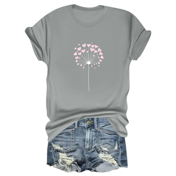 NAMTYQX Summer Shirts for Women Casual Baggy Soft Muster Crewneck Short Sleeve Lightweight Plus Size Print Womens Summer Tops 2025 Gray Size XL