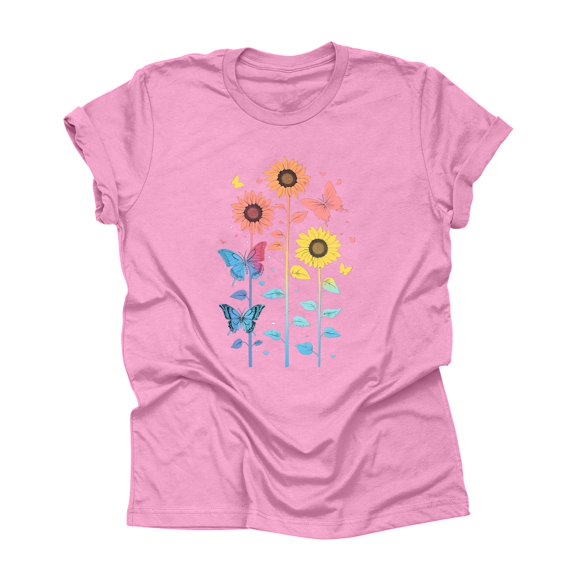 NAMTYQX Womens Tops Dressy Casual Print Baggy Lightweight Round Neck Plus Size Short Sleeve Print Simple Breathable Short Sleeve Blouses for Women Pink Size M