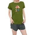 thumbnail image 1 of NAMTYQX Womens Tshirts Cotton Loose Fit Loose Fit Print Plus Size Stretch Cool Fashion Graphic Crewneck Short Sleeve Graphic Tees for Women Trendy Army Green Size M, 1 of 5