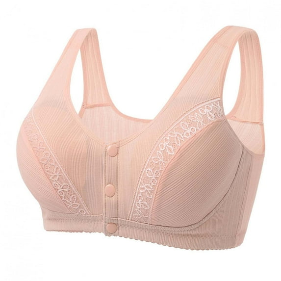 Viikei 2025 Summer Bras for Women Women's Plus Size Bra,Casual Sexy Lace Front Button Shaping Cup Shoulder Strap Underwire Bra Plus Size Extra-Elastic Wirefree