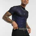 thumbnail image 1 of 50% Off Clear! Viikei Mens Shirts Clearance Mens Plus Shirts Mens Short Sleeve Shirts Short Sleeve for Men Fashion Sexy Mesh Perspective Thin Breathable Bottoming Shirt, 1 of 8