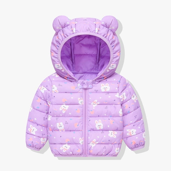 50% Off Clear!Winter Kids Snow Down Coats for Kids With Hooded Cute Baby Girls Jacket Kids Boys Down With Ear Hoodie Spring Girl Clothes Infant Children's Clothing For Boys Coat for 6-12 Months