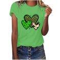 thumbnail image 1 of Womens Short Sleeve Tops Dgankt Women's St. Patrick's Day Short Sleeve T-Shirt Letter Printed Solid Color Tops Short Sleeve Crew Neck Tops, 1 of 5